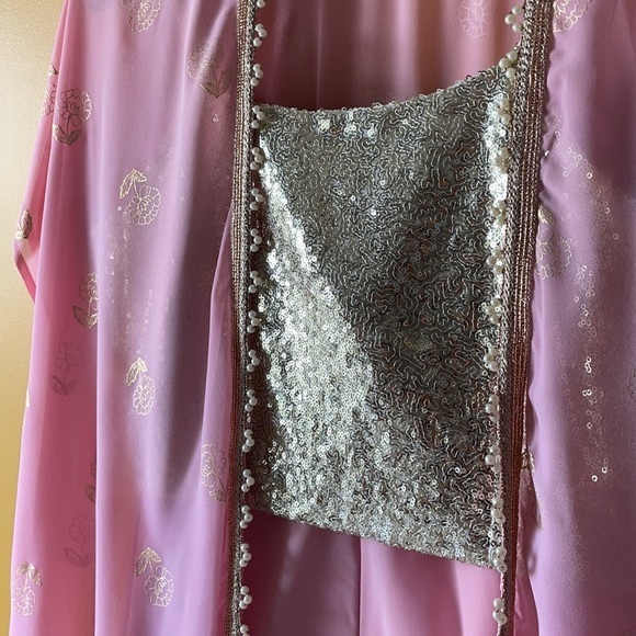 Indya baby pink 3-piece palazzo set with shrug - Picture 2 of 8